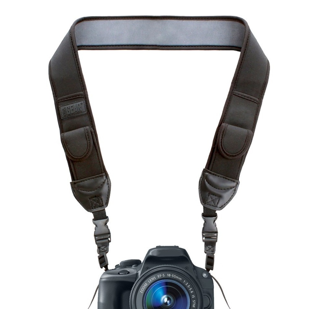 USA Gear Adjustable Camera Strap w/ Cushioned Neoprene & Storage Pockets
